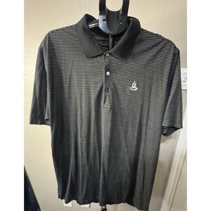 Peter Millar Men's Polo Shirt XL Black White Stripe Cotton Golf Casual Classic